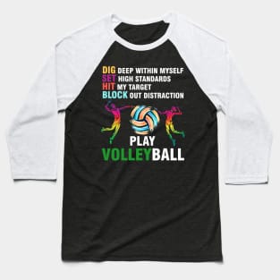 Funny Volleyball T Shirt Dig Set Hit Block Play Tee Baseball T-Shirt